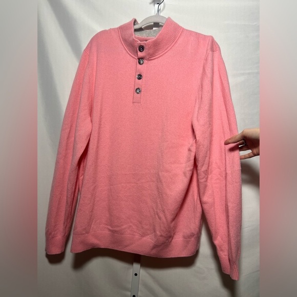 Tommy Bahama Pink Men’s Cashmere Button Mock Neck  Sweater - Picture 1 of 7